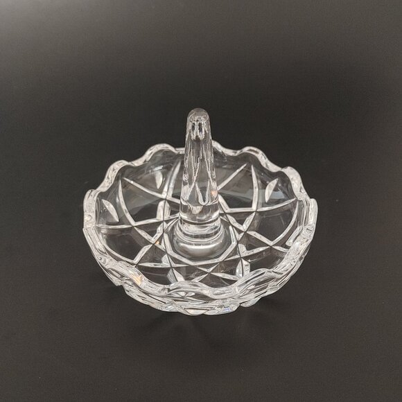 Vintage Pressed Glass Vanity Set | Ring Holder | Lidded Dish| Mini Vase - Picture 3 of 5